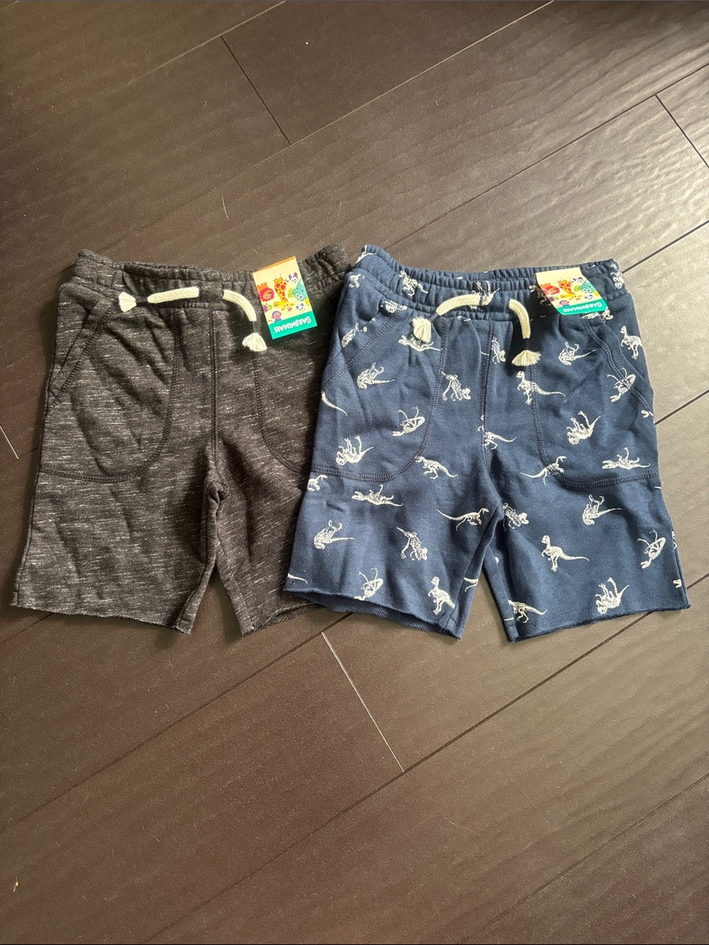 Garanimals Navy Dinosaur Print & Charcoal Heather Knit Shorts